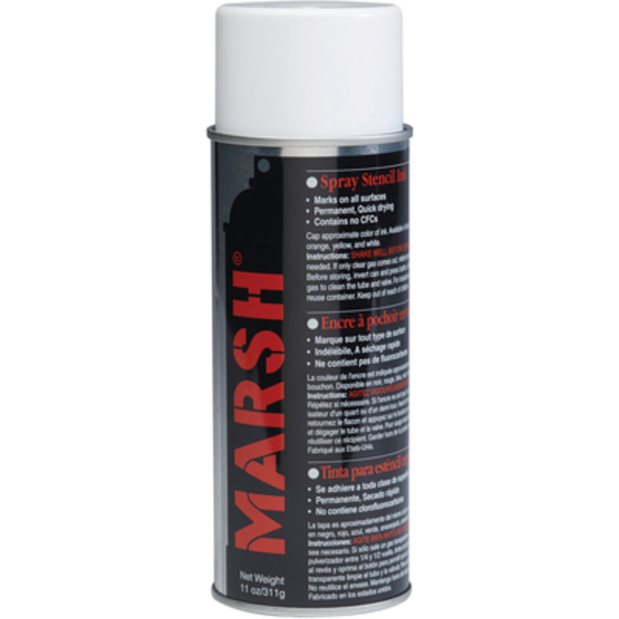 Marsh White Spray Stencil Ink - 11 Oz., Permanent, Waterproof, Fast-Drying, 12 Pcs, Model# STSWHI
